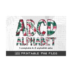tie dye doodle alphabet bundle, tie dye png letters, christmas alphabet png, summer sublimation design, hand drawn letters png