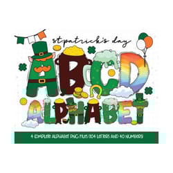 st patrick's day png, st patrick's day doodle alphabet, st patrick's letters, numbers & accessories, st paddy's day sublimation design