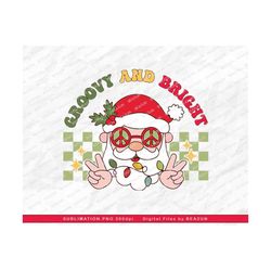 stay groovy and bright png, merry christmas png sublimation, groovy christmas png, retro christmas png, santa christmas, groovy santa png