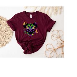 mardi gras mask minnie head shirt, disney mardi gras shirt sweatshirt hoodie, mardi gras carnival shirt, disney matching