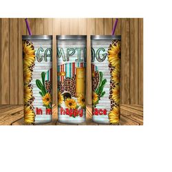 camping is my happy place png, western tumbler png, 20oz skinny tumbler, country, caravan png, camping, western, tumbler sublimation designs