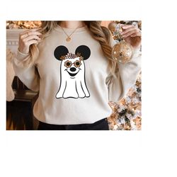 retro halloween ghost sweatshirt, floral ghost halloween sweatshirt, fall sweatshirt, cute ghost shirt, disney sweatshir