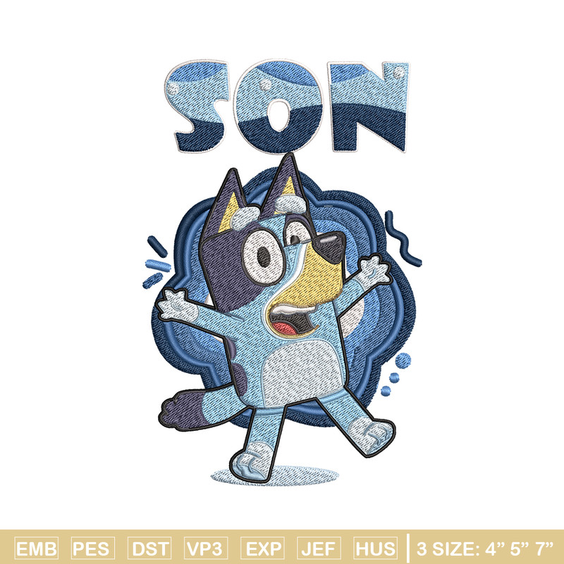 Son Bluey Embroidery, Bluey Cartoon Embroidery, cartoon Embroidery, cartoon shirt, Embroidery File, Instant download..jpg