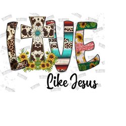 love like jesus png, leopard, jesus png, western, cross png, gemstone turquoise, daisy, sublimation design, faith love hope, sublimation