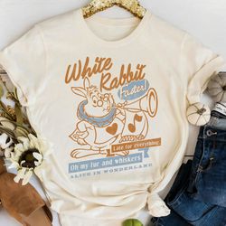 disney alice in wonderland white rabbit outlined text tshirt, magic kingdom,disneyland family matching shirts,disney wor