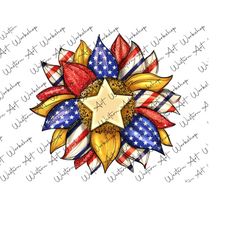 american flag sunflower glitter png, sunflower american flag, sunflower png, 4th of july, patriotic design, digital download