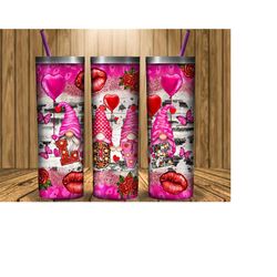 love gnomies tumbler,20oz skinny tumbler design,valentine's day 20oz tumbler png,love tumbler,valentine's day,love gnomi