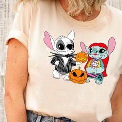 disney lilo and stitch anger halloween costume jack skellington and sally shirt, mickeys not so scary halloween party fa