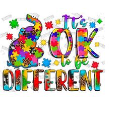 it's okay to be different elephant autism awareness png sublimation design, autism elephant png, autism puzzle png, auti