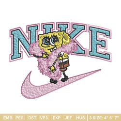 spongebob pink nike embroidery design, nike embroidery, brand embroidery, embroidery file, logo shirt, digital download