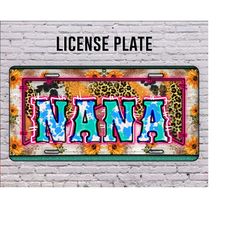 Western Nana License Plate Png, Western Design Png, Nana License Plate Template PNG, Cowhide License Plate Template Downloads, Sunflower