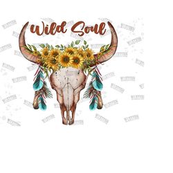 wild soul boho bull skull png sublimation design, feather bull skull png, western bull skull png, gemstone bull skull png, instant download