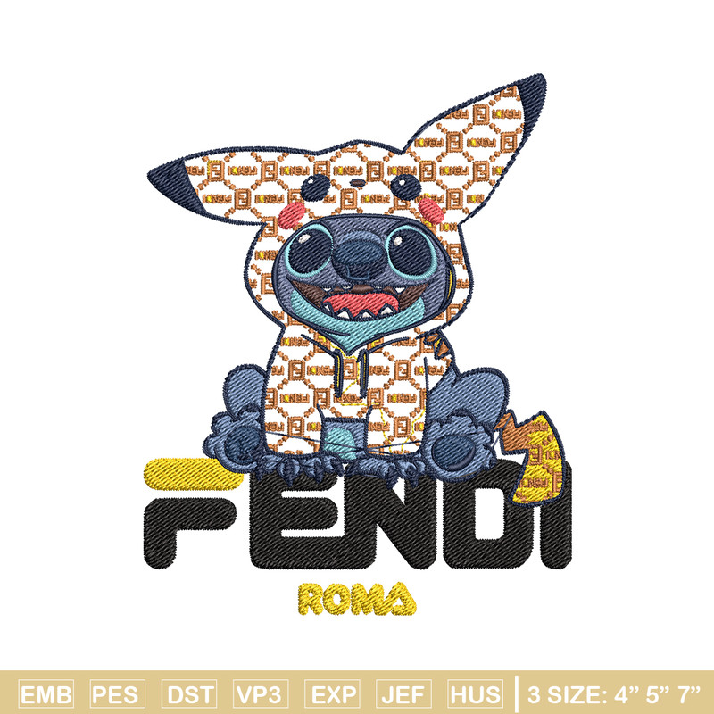 Stitch And Pikachu Fendi Embroidery design, cartoon Embroidery, cartoon design, Embroidery File, Instant download..jpg