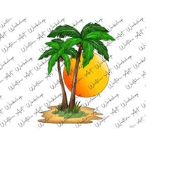 sunset beach palm sublimation png file, summer beach png, palm sublimation, beach bums sunset png, hand drawing, sublima