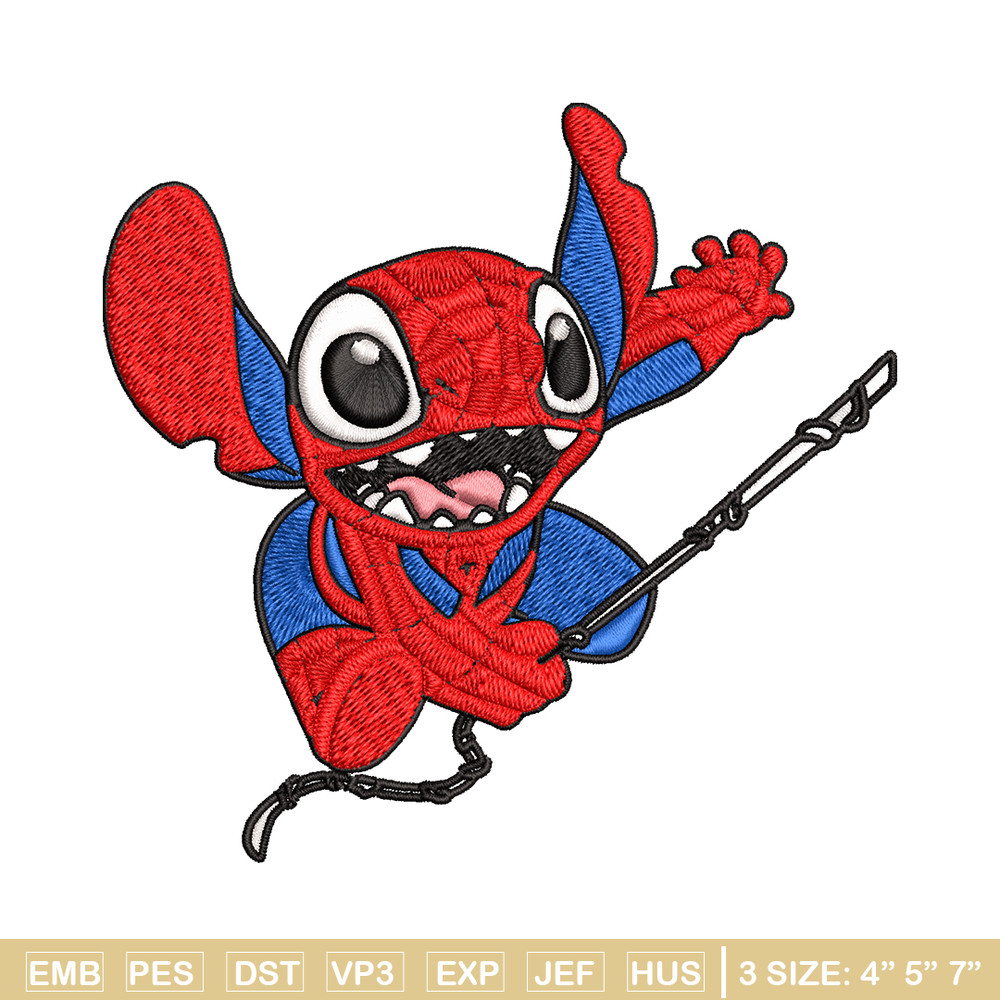 Stitch Spiderman Embroidery design, Stitch Embroidery, Embroidery File, cartoon design, logo shirt, Digital download..jpg
