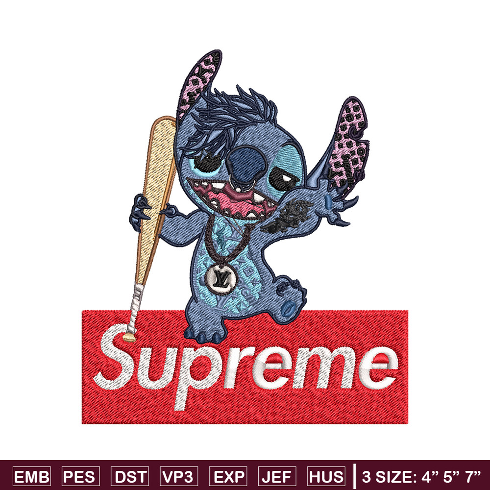Stitch Supreme Embroidery design, cartoon Embroidery, cartoon design, Embroidery File, cartoon shirt, Digital download..jpg