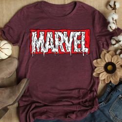 marvel logo melting paint drip tshirt, marvel logo shirt, marvel fan gift, disneyland trip vacation gift, magic kingdom