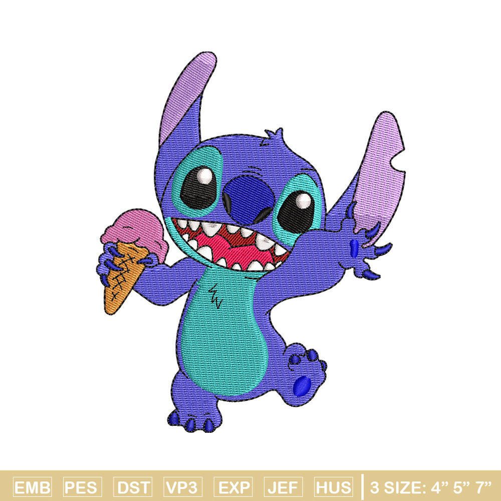 Stitch with Ice Cream embroidery design, cartoon embroidery, logo design, embroidery file, logo shirt, Digital download.jpg