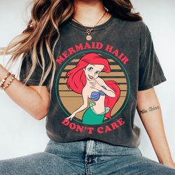 retro 90s vintage disney ariel mermaid hair dont care shirt, the little mermaid shirt, disney matching family shirt, wdw
