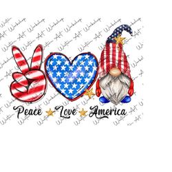 peace love america gnome png, peace love america gnome 4th of july sublimation designs downloads png,america png,4th of