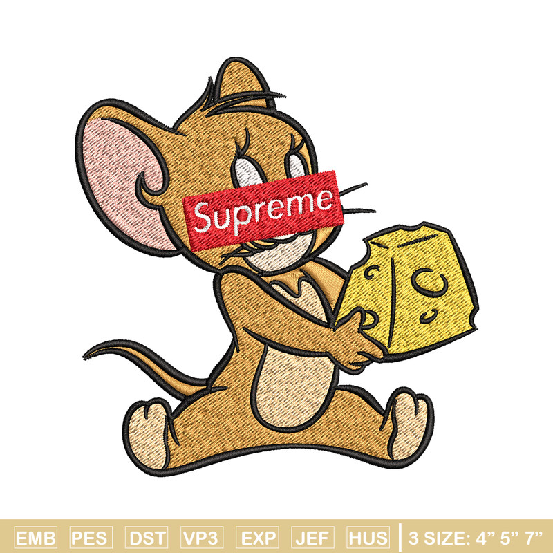Supreme Cartoon Jerry Embroidery design, Disney cartoon Embroidery, cartoon design, Embroidery File, Digital download.jpg