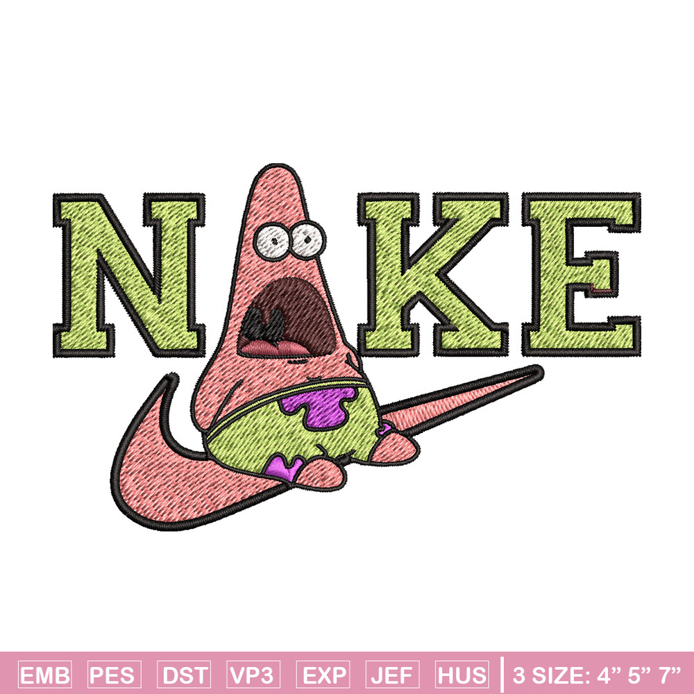 Nike patrick cute Embroidery Design, Spongebob Embroidery, Nike Embroidery, Embroidery File, Logo shirt,Digital download.jpg