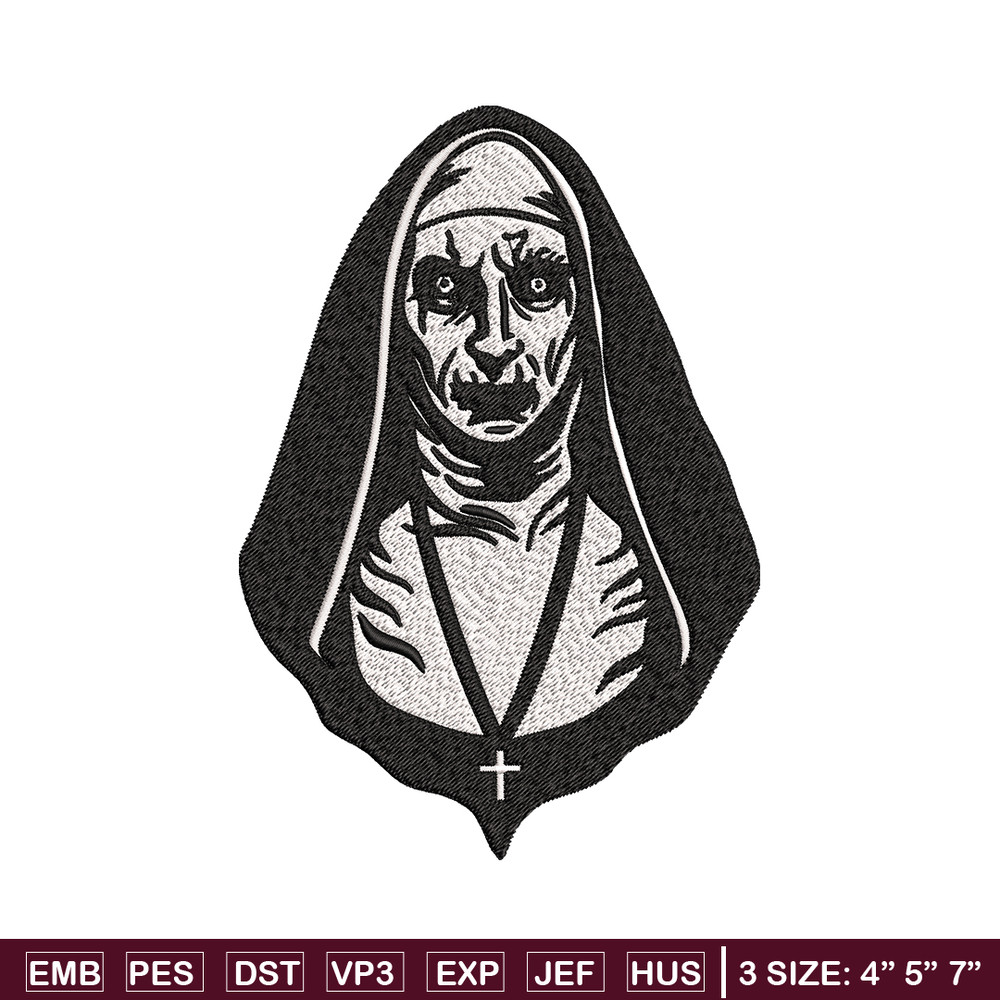 The Nun Embroidery design, The Nun logo Embroidery, Horror design, Embroidery File, logo shirt, Digital download..jpg