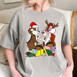 disney chip and dale couple christmas lights shirt, cute xmas gift chipmunks shirt, rescue ranger double trouble shirt,