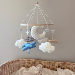 Airplanes  baby mobile in the crib, baby mobile with colorful flowers , gift for baby shower, nursery decor