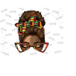 black woman juneteenth messy bun png, black history month png, black women png, pretty afro woman, african american girl, afro png