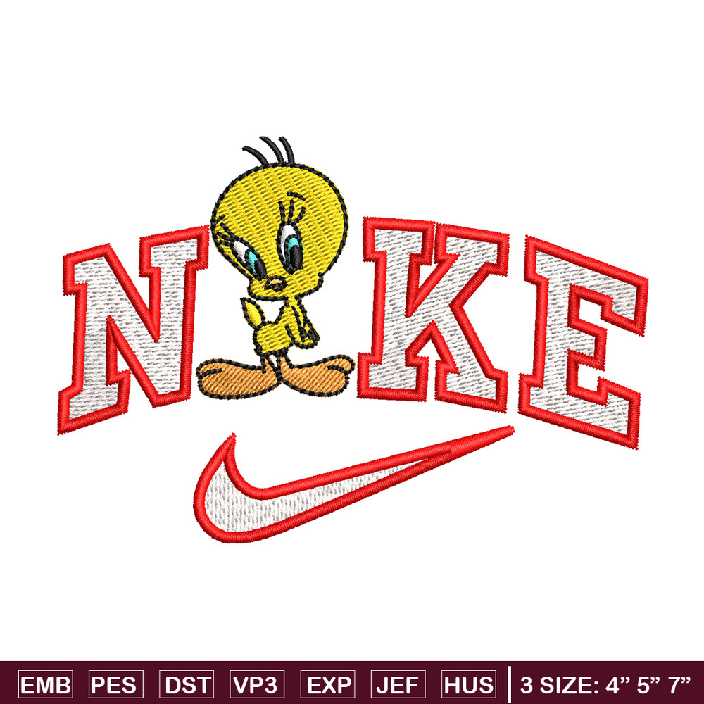 Tweety Nike embroidery design, Tweety cartoon embroidery, Nike design, embroidery file, logo shirt, Digital download..jpg
