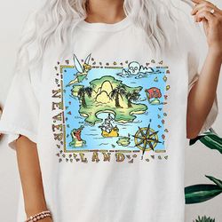 disney peter pan never land map vintage poster tshirt, disneyland family vacation trip gift unisex adult tshirt kid tshi