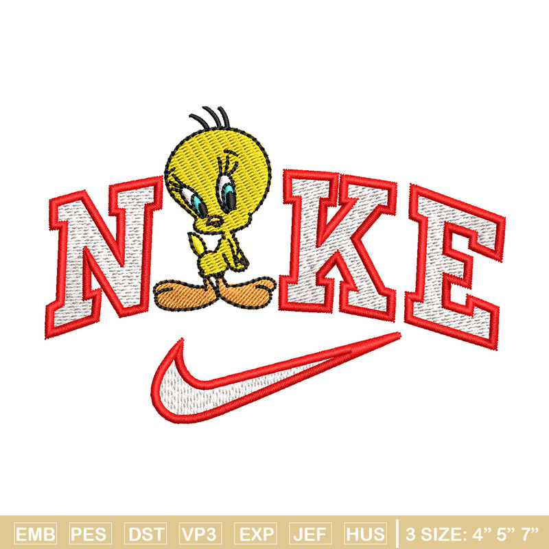 Tweety Nike embroidery design, Tweety cartoon embroidery, Nike design, embroidery file, logo shirt, Digital download..jpg