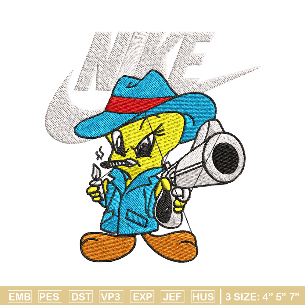 Tweety Nike Embroidery design, Tweety Nike Embroidery, Nike design, Embroidery file, cartoon shirt, Instant download..jpg