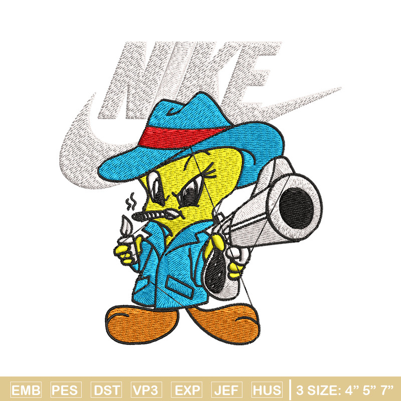 Tweety Nike Embroidery design, Tweety Nike Embroidery, Nike design, Embroidery file, cartoon shirt, Instant download..jpg