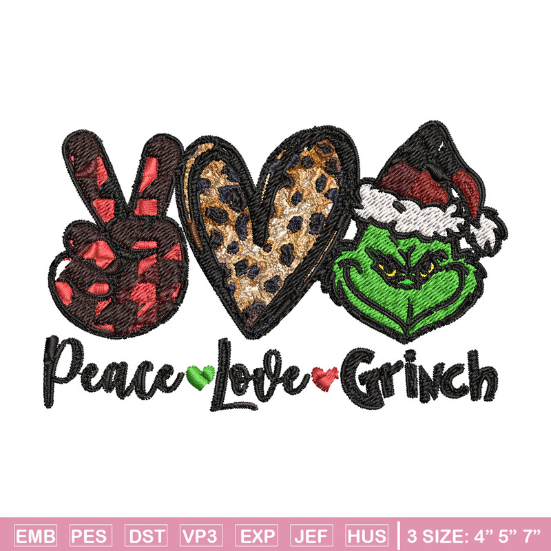 Peace love Grinch Embroidery design, Grinch christmas Embroidery, Grinch design, Embroidery file, Instant download..jpg