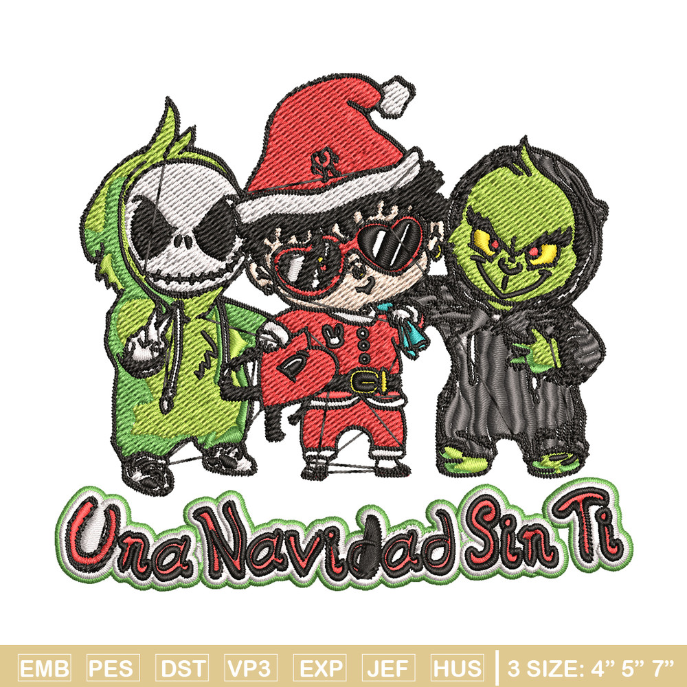 Una Navidad Sin Ti Grinch Embroidery design, Grinch christmas Embroidery, logo design, Embroidery File, Instant download.jpg