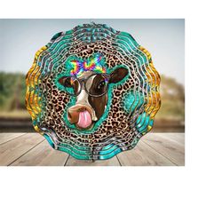 cow sunflower wind spinner sublimation png, wind spinner png, sunflower wind spinner, gemstone wind spinner, sunflower cow sublimation png