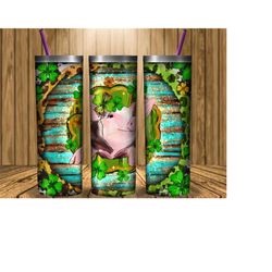 st. patrick's day pig tumbler png sublimation design,20oz skinny tumbler png,st patricks day,patricks pig png,st pig png