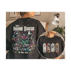 vintage haunted mansion map 2 side shirts, disney the haunted mansion shirt, retro disney halloween shirt, disney trip shirt, halloween gift