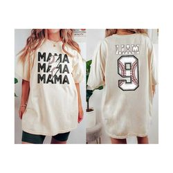 custom baseball mama 2 side shirt, mom baseball tshirt, custom name & number baseball shirt, baseball season sweatshirt, mother day shirt