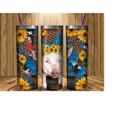 pig tumbler png, 20oz skinny tumbler sublimation designs png file, western pig tumbler png sublimation design, pig skinny tumbler design