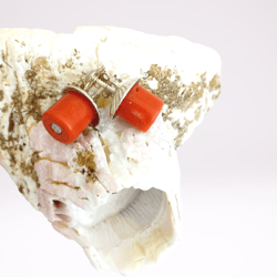 red coral stud earrings in silver 800 originals in gift pouch made in italy mediterranean coral gift for her anniversary