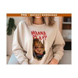 chucky png, wanna play png, chucky horror movie png, horror characters png, halloween png, horror movie png, instant download