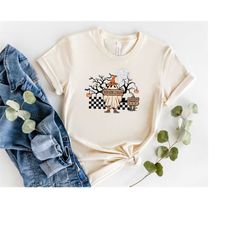 halloween ghost checkered shirt, vintage ghost halloweentown shirt hoodie sweatshirt, trick or treat shirt, happy hallow