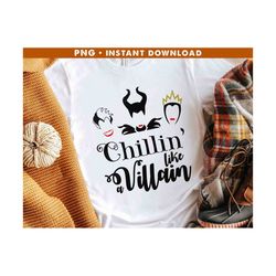 chillin' like a villain png, evil queen png, family trip png, halloween png, fairytale villains png, instant download