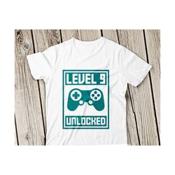 birthday boy svg, level svg, birthday boy 9 years old svg, level 9 unlocked svg, funny birthday boy svg, game controller svg,gamer svg file