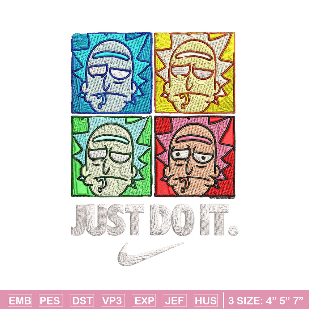 Rick and Morty x Just Rick It Embroidery design, Cartoon Embroidery, Nike design, Embroidery file, Instant download.jpg