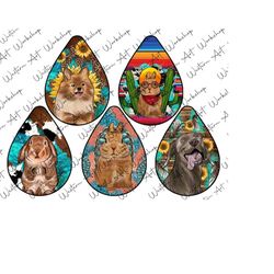 dog and rabbit teardrop earrings bundle png sublimation design, rabbit teardrop png, easter teardrop, sunset teardrop png,set wraps template