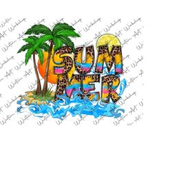 sunset beach summer sublimation png, summer png, summer palm png, sunset summer png, leopard summer png file, sublimation design download